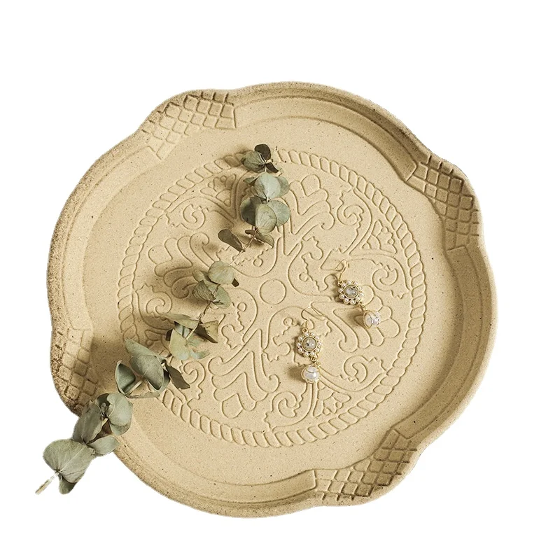 Деревянный поднос в винтажном старинном стиле из грубой древесины прессованная