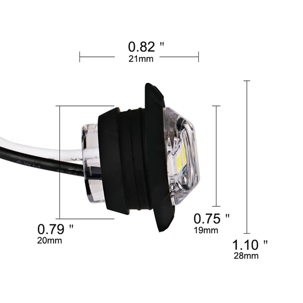 20 шт. 3/4 дюйма круглые боковые габаритные огни для прицепа 12 В мини копченая