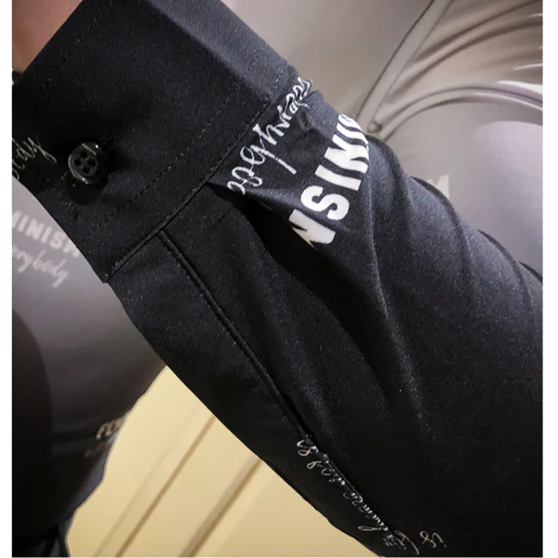 

2020 Brand clothing High quality pure cotton for men long sleeve shirts/Male lapel printing gradient Business shirt size S-3XL