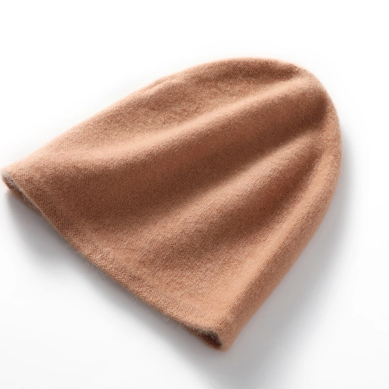 

100% Pure Cashmere Knitting Hats Women 2021 Winte Hot Sale Warm and Soft Hat for Girls 4Colors