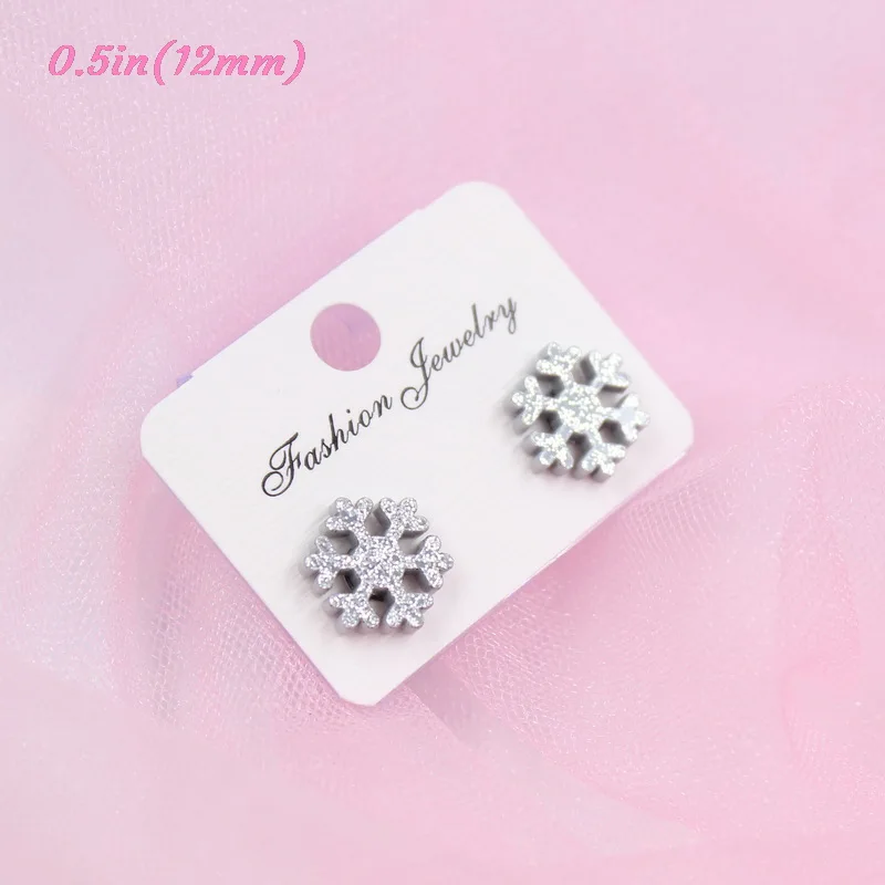 silver glitter-12mm 12 мм блестящие акриловые серьги-гвоздики Имбирная звезда олень индейка снежинки Рождественские серьги-гвоздики серьги без аллергии-ST-1 - Окраска металла: silver glitter-12mm