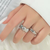 retro and exaggerated metal material bamboo joint couple ring set popular simple and personalized index finger ring 2021 new