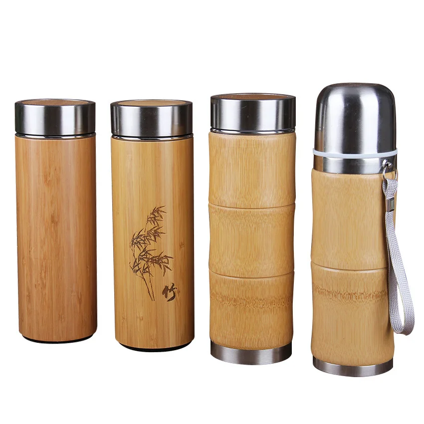 

400ml Bamboo Stainless Steel Thermos Bottles For Water Vacuum Flasks Travel Coffee Cups Tea Thermal Thermocup Creative New