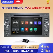 DSP IPS 2Din Android 10 Car Radio Multimedia For Ford Mondeo S-max Focus C-MAX Galaxy Fiesta Transit Fusion Connect Kuga DVD GPS