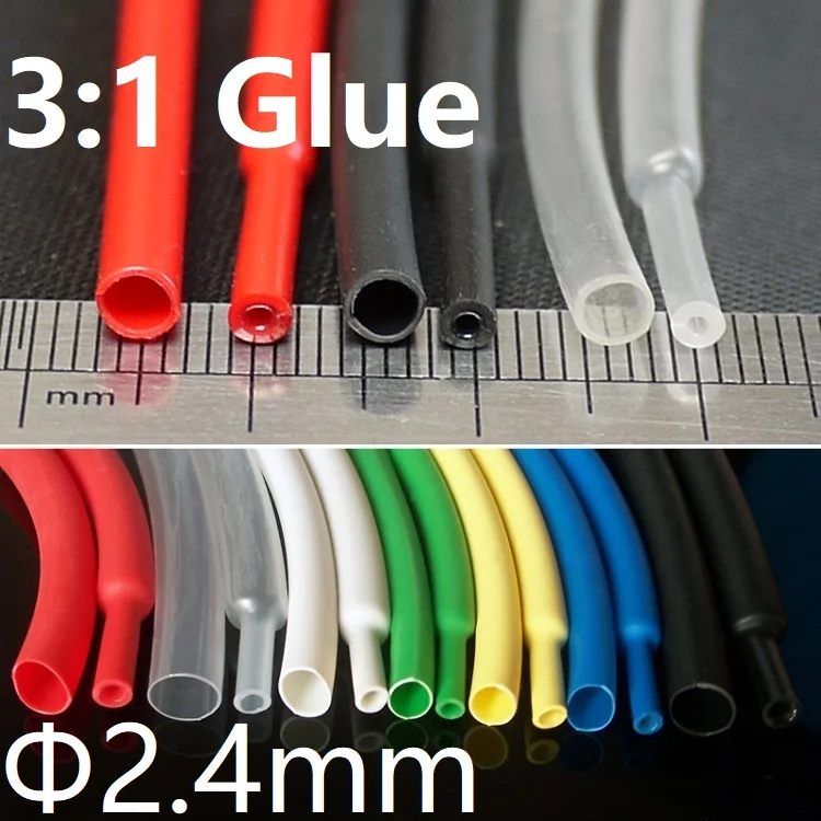 

Diameter 2.4mm Heat Shrink Tubing 3:1 Ratio Dual Wall Thick Glue Waterproof Wire Wrap Insulated Adhesive Lined Cable Slveeve