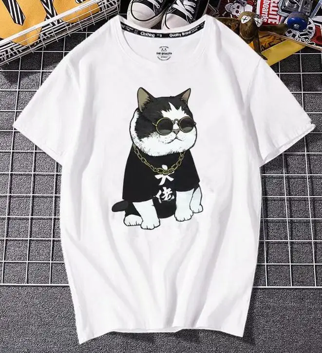 

Summer Men's Cartoons picture Round Collar Short Sleeved Loose T-Shirt ABC129