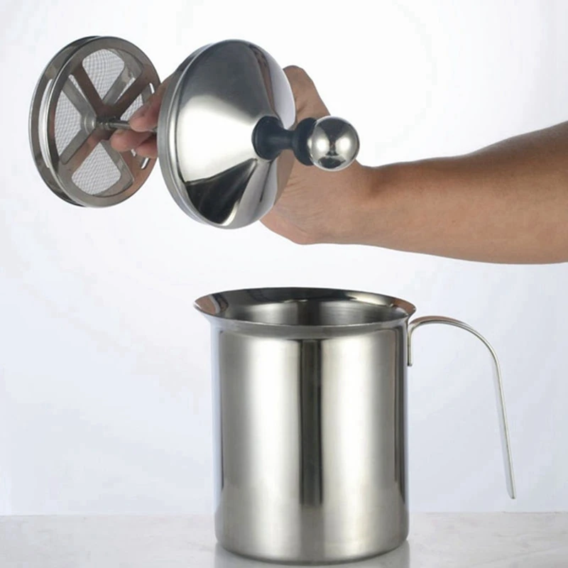 

1 Pcs 800Ml Double Stainless Steel Hand Milk Frother Milk Frother & 1 Pcs Milk Frother Electric Foamer Mixer