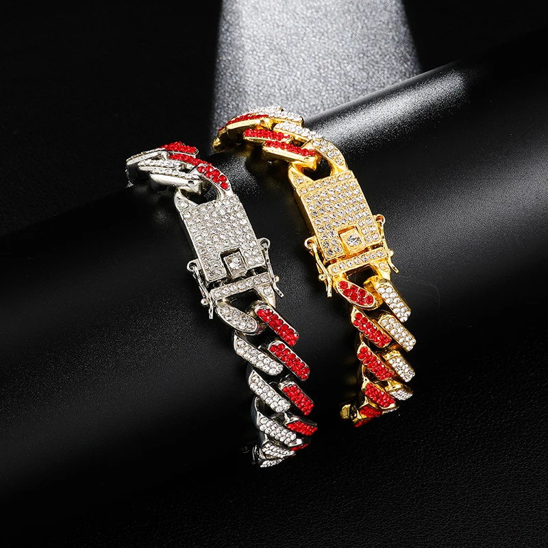 Хип-хоп, 1 комплект, 13 мм, Bling Iced Out, циркон, кубинский, полный, проложить горный хрусталь, мужской браслет, ожерелье Золотое серебро для Мужчин, Ювелирные изделия
