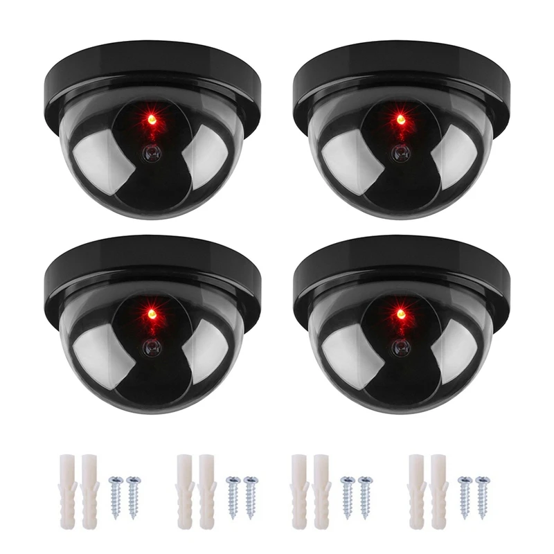 

Dummy Security Camera (4 Pack) Fake CCTV Surveillance System With Flashing Red LED Light For Home Office Indoor Outdoor