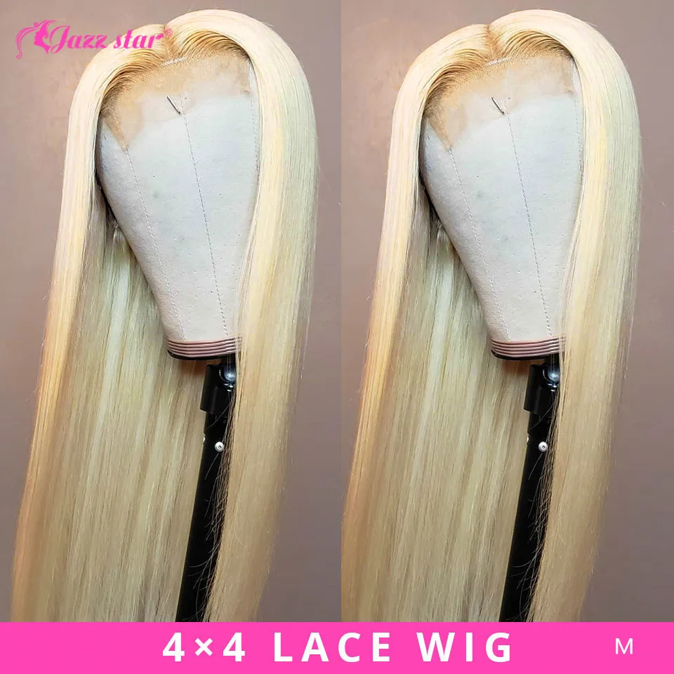 Brazilian Straight Blonde Wig Human Hair Wigs for Women 4*4 Lace Closure Wig 613 Lace Front Wig Jazz Star Non-Remy Lace Wig