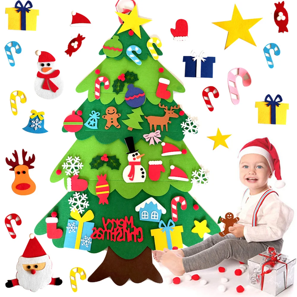 

Kids DIY Felt Christmas Tree Christmas Decoration for Home Navidad 2021 New Year Gifts Christmas Ornaments Santa Claus Xmas Tree