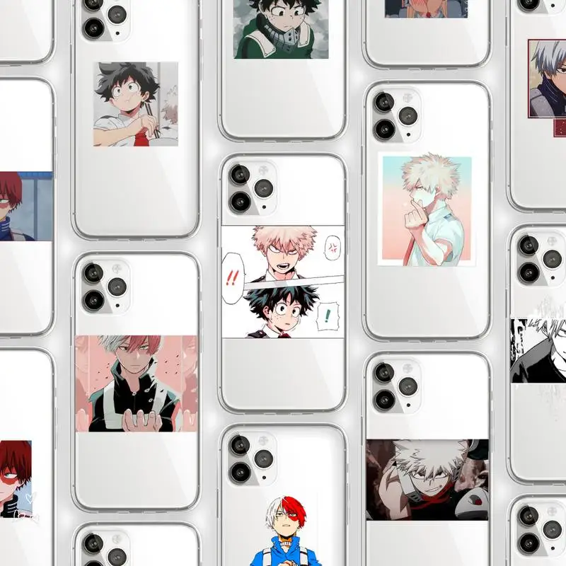 

Japanese Anime Art My Hero Academia Phone Case Transparent for iPhone Samsung 11 12 6 7 8 9 30 Pro X Max XR Plus lite