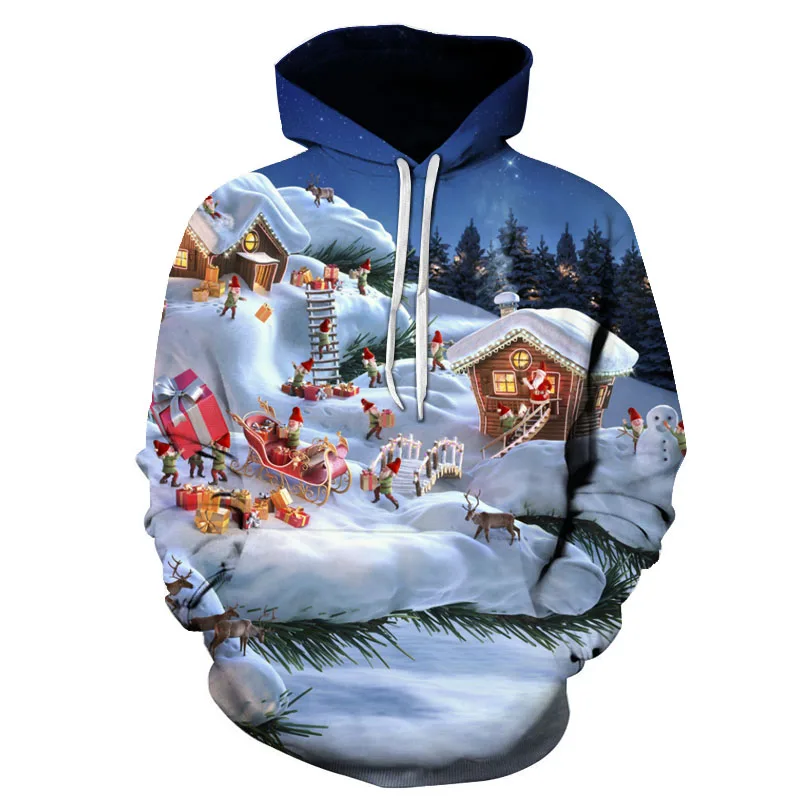 

Christmas Men's And Women's Hoodies 3D Printed Sweaters Autumn And Winter Fashion Sweatshirts Snowman Children's Hooded Pullover