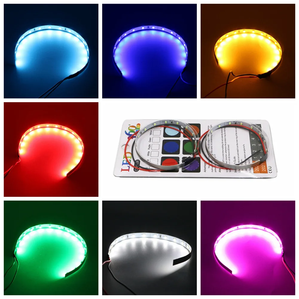 Набор из 2-х светодиодных кольцеобразных глаз демона-дьявола "Halo Rings" с яркостью 360 градусов для фар автомобилей и мотоциклов с линзами проектора размером 2,5 и 3,0 дюйма, питание 12V.