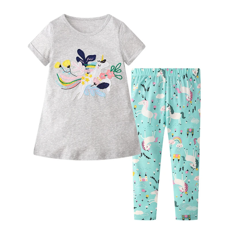 

Детское летнее Хлопковое платье с коротким рукавом, с принтом единорога