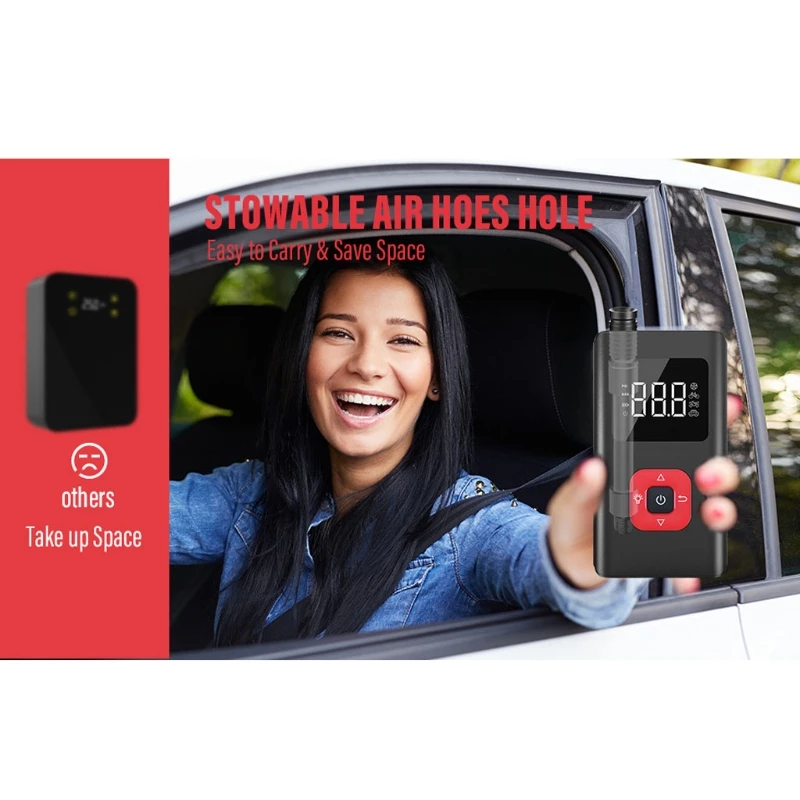 Barato 23GC-bomba De Aire Eléctrica Inalámbrica, Inflador De Neumáticos Portátil De 150PSI, Compresor De Aire Para Coche, Motocicleta, Neumáticos Inflables
