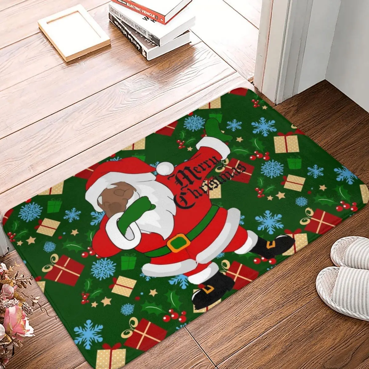 

Dabbing Black Santa Claus Doormat Rug carpet Mat Footpad Anti-slip Water oil proofEntrance Kitchen Bedroom balcony Cartoon