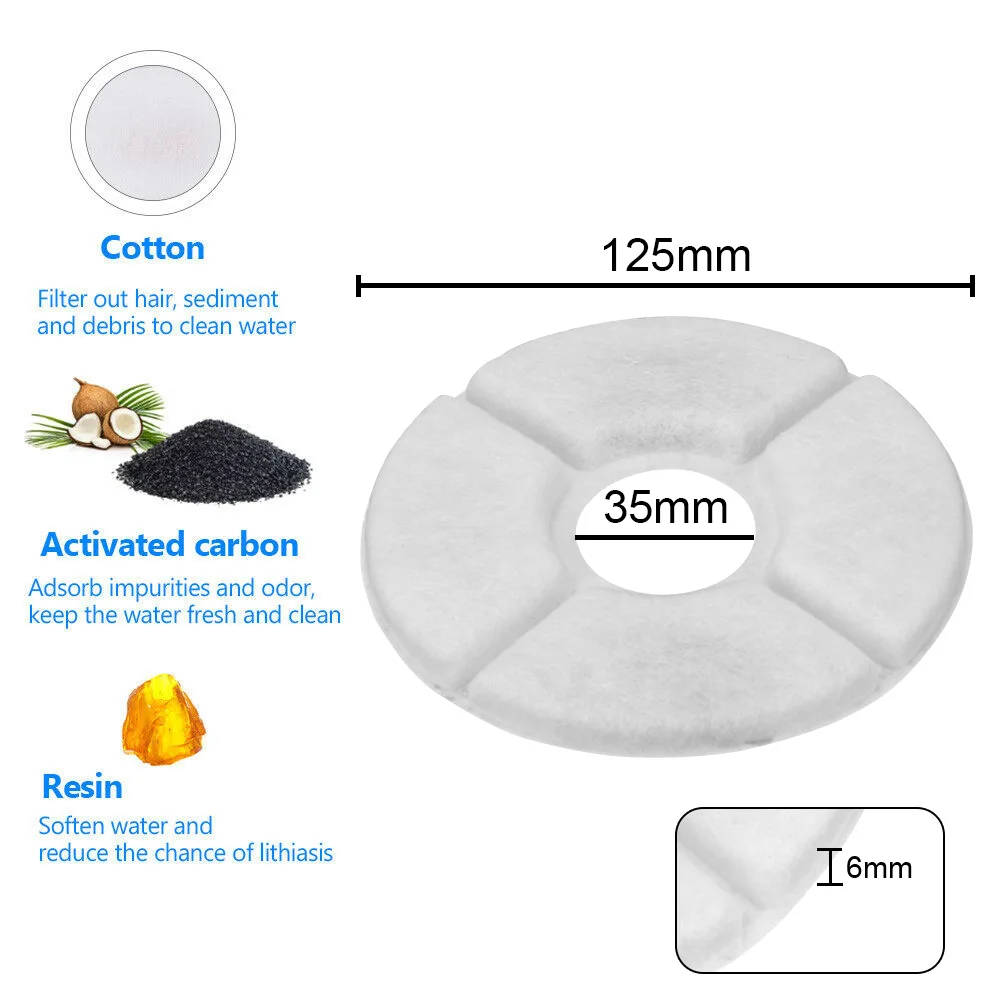 

Replaced Activated Carbon Filter For Cat Water Drinking Fountain Flower Replacement Filters For Pet Dog Round Fountain Dispenser