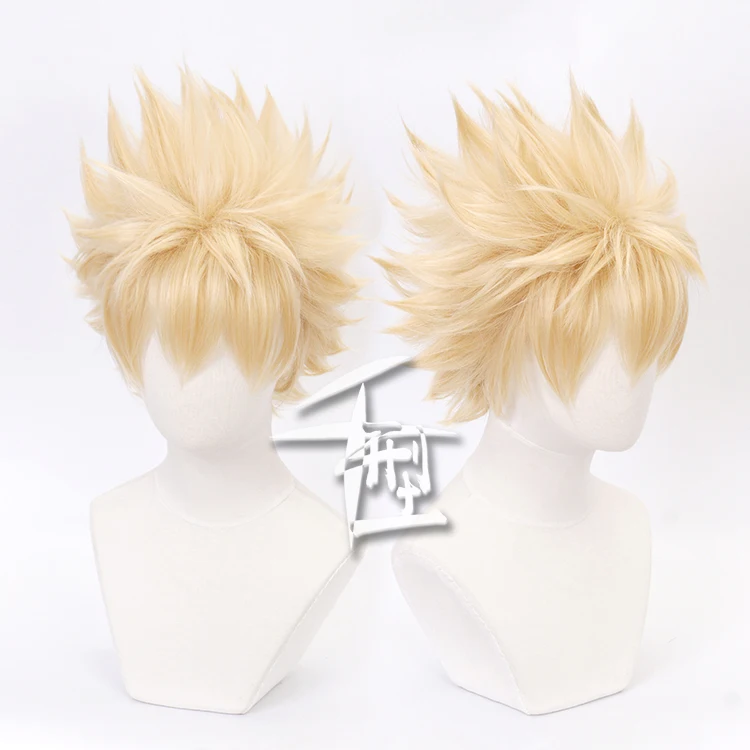Парик для косплея моя геройская академия Bakugou Katsuki Bakugo короткий льняной светлый