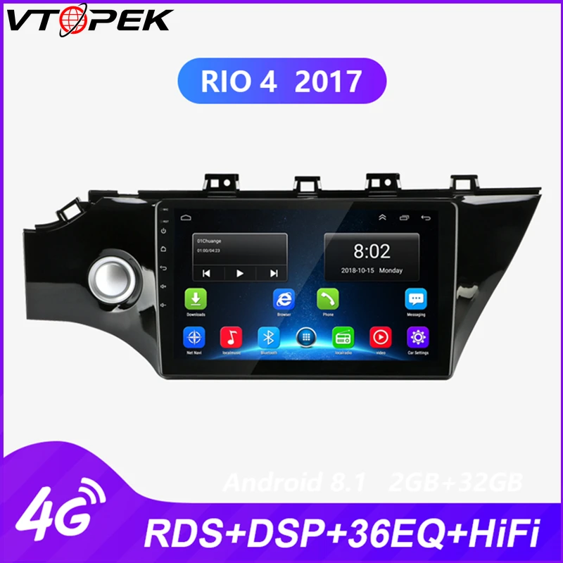 Vtopek 10 дюймов Android автомобильное радио для Kia RIO 4 2017 GPS навигация зеркало связь FM AM