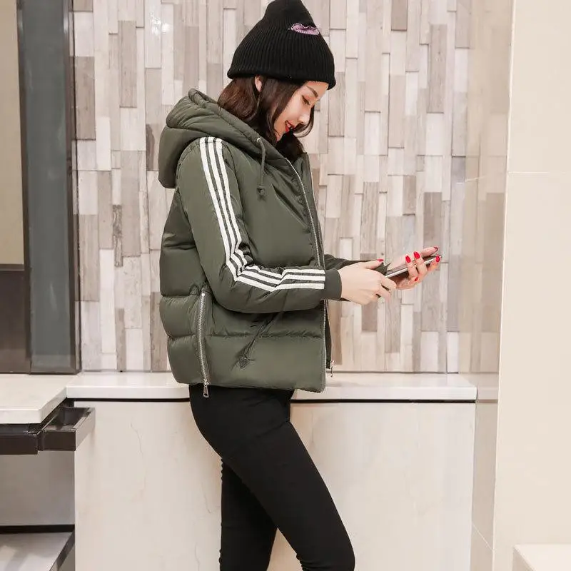 Abrigos Mujer Invierno куртка женская зимняя модная теплая плотная однотонная Короткая Стильная хлопковая стеганая парка пальто стоячий воротник Xxl - Цвет: photo color
