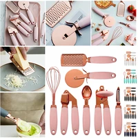 kitchen gadget set rose gold stainless steel garlic press pizza cutter can opener peeler copper coated cooking utensil accessory
