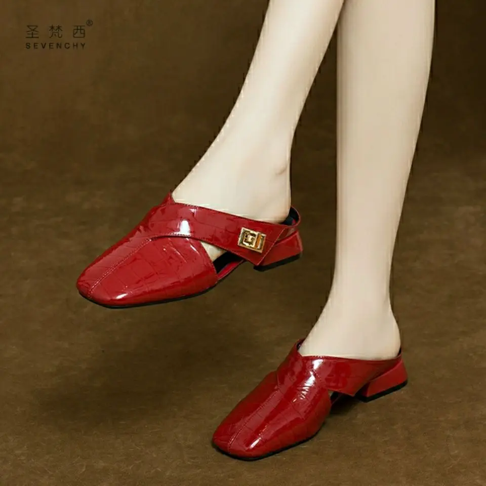 

Туфли женские из лакированной кожи, модные яркие шлепанцы на плоской подошве, Повседневная Удобная Уличная обувь для отдыха, весна