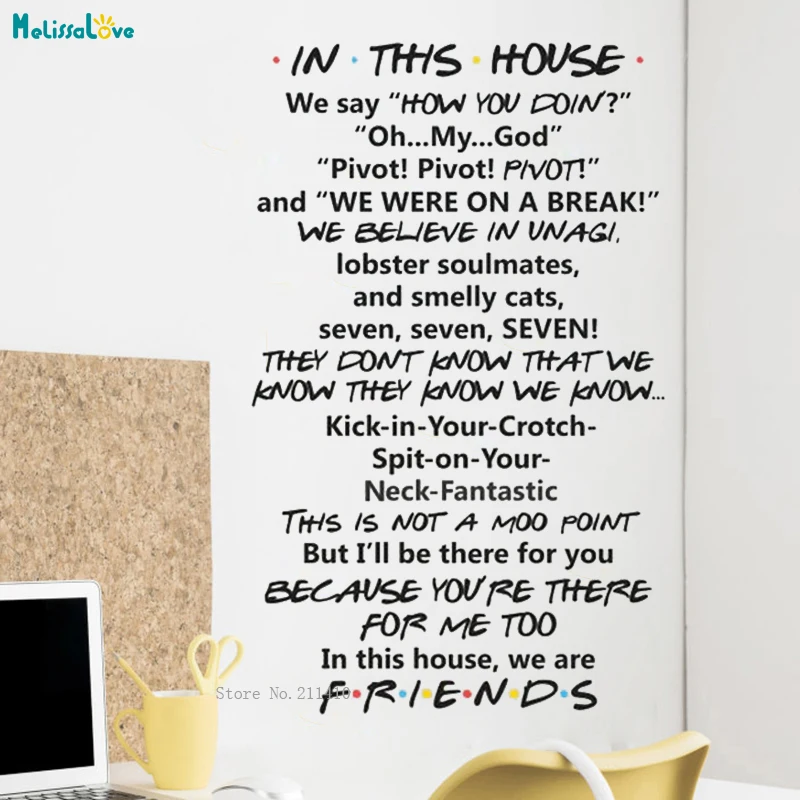 Наклейки для стен Друзья в этом доме виниловые съемные с надписями новый дизайн