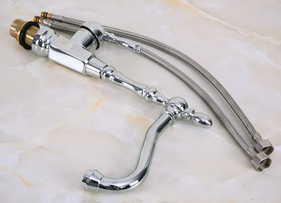 Полированный хромированный латунный смеситель с одной ручкой и одним отверстием