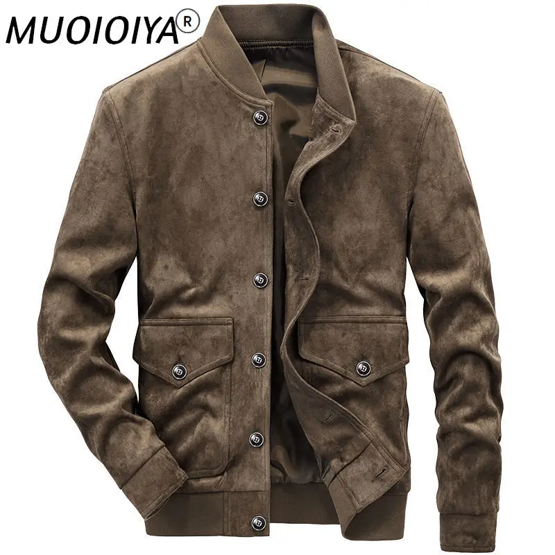 

2021 New Spring Autumn Men Fashion Korean Style Suede Slim Jackets Male Solid Color Motobycle Hansome Plus Size 4XL Coats S190