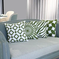 green geometric cushions covers 45x45cm 100 cotton embroidery pillowcases sofa throw pillows covers for home chair bed decor