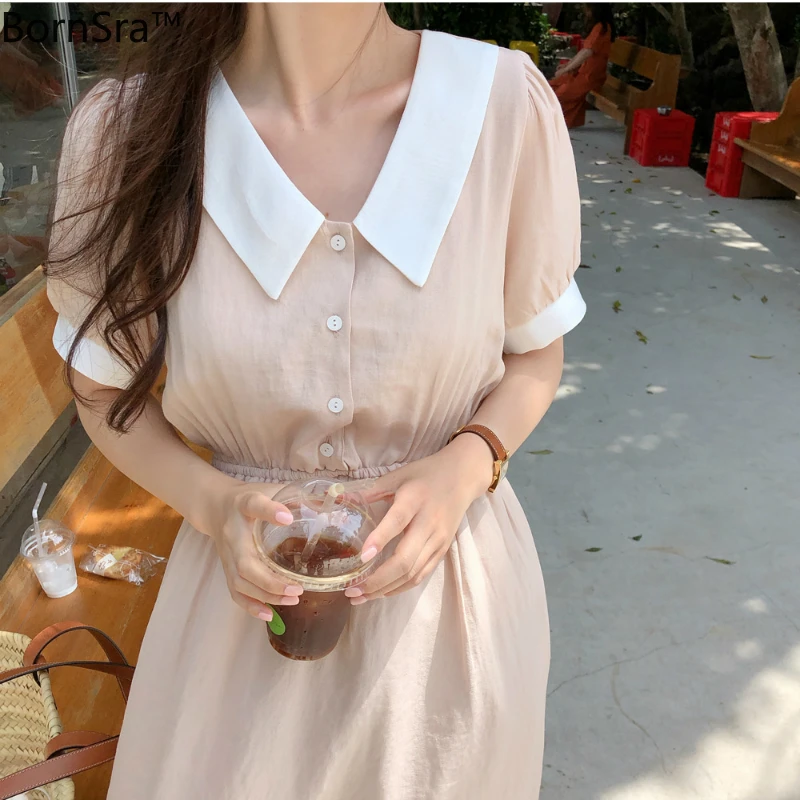 Платье Bornsra женское короткое до середины икры элегантное хлопковое винтажное