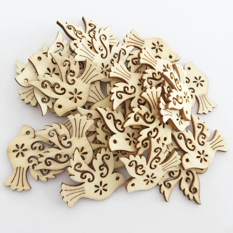 

50Pcs New Year Gifts Christmas DIY Wooden Ornaments Wood Crafts Christmas Tree Decorations Hanging Pendants Xmas Party Decor