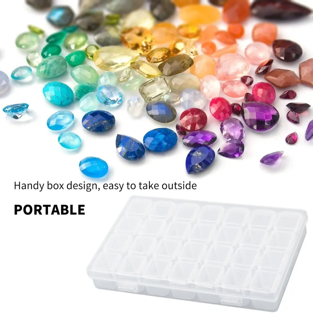 28 слотов Ювелирные изделия с бриллиантами живопись аксессуары коробка Вышивка