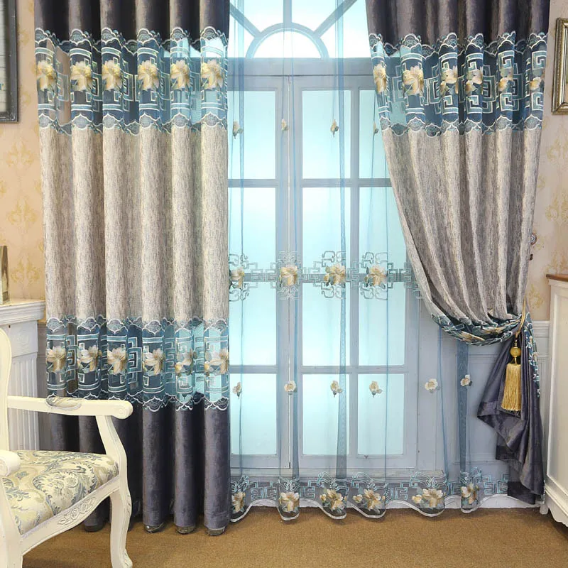 Шторы с вышивкой в европейском и американском стиле занавески на окна тканевые