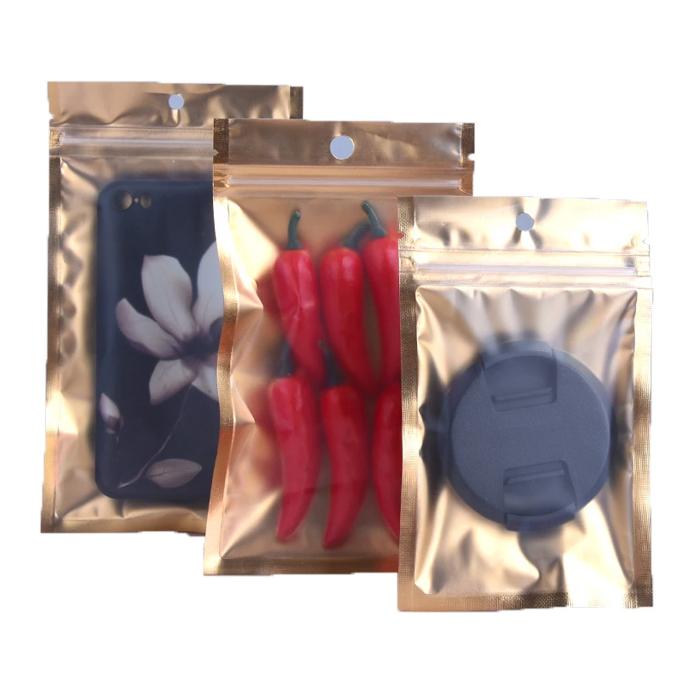 

100PCS Matte Self Seal Zip Lock Plastic Bag Bulk Food Candy Sundries Package Aluminized Hang Hole Pouches for Small Business