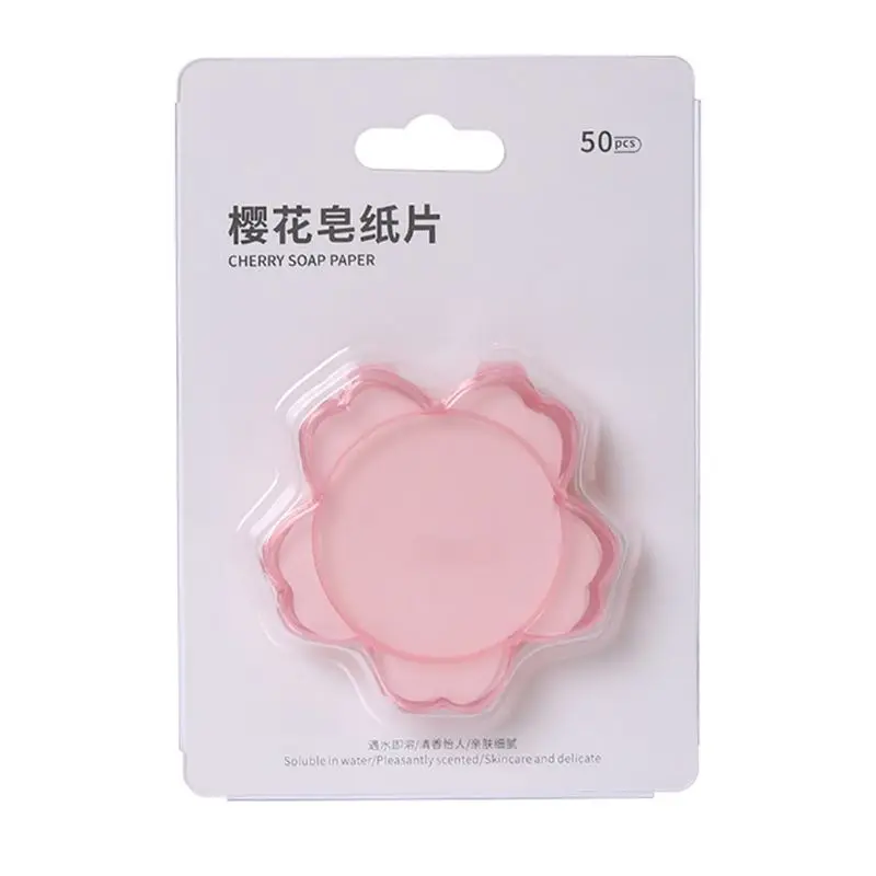 

50Pcs/Box Disposable Cherry Blossom Flower Shaped Mini Foaming Paper Soap Scented Portable Hand Washing Flakes Bath Slice K3NE