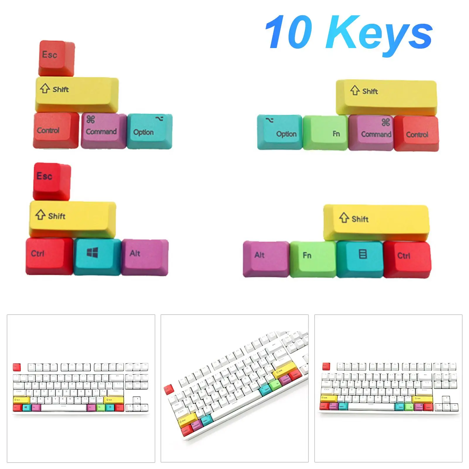 

10Pcs/Set PBT Universal Opaque Replacement Mechanical Keyboard Keycap Cover