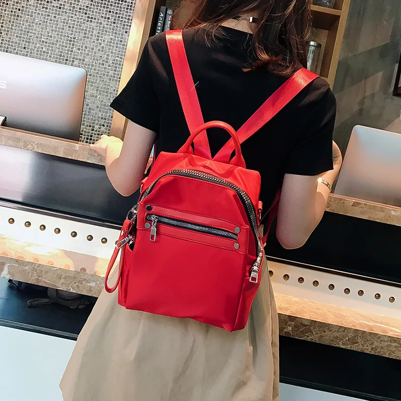 Новая мода высокое качество сплошной Женский рюкзак нейлон красный рюкзаки для