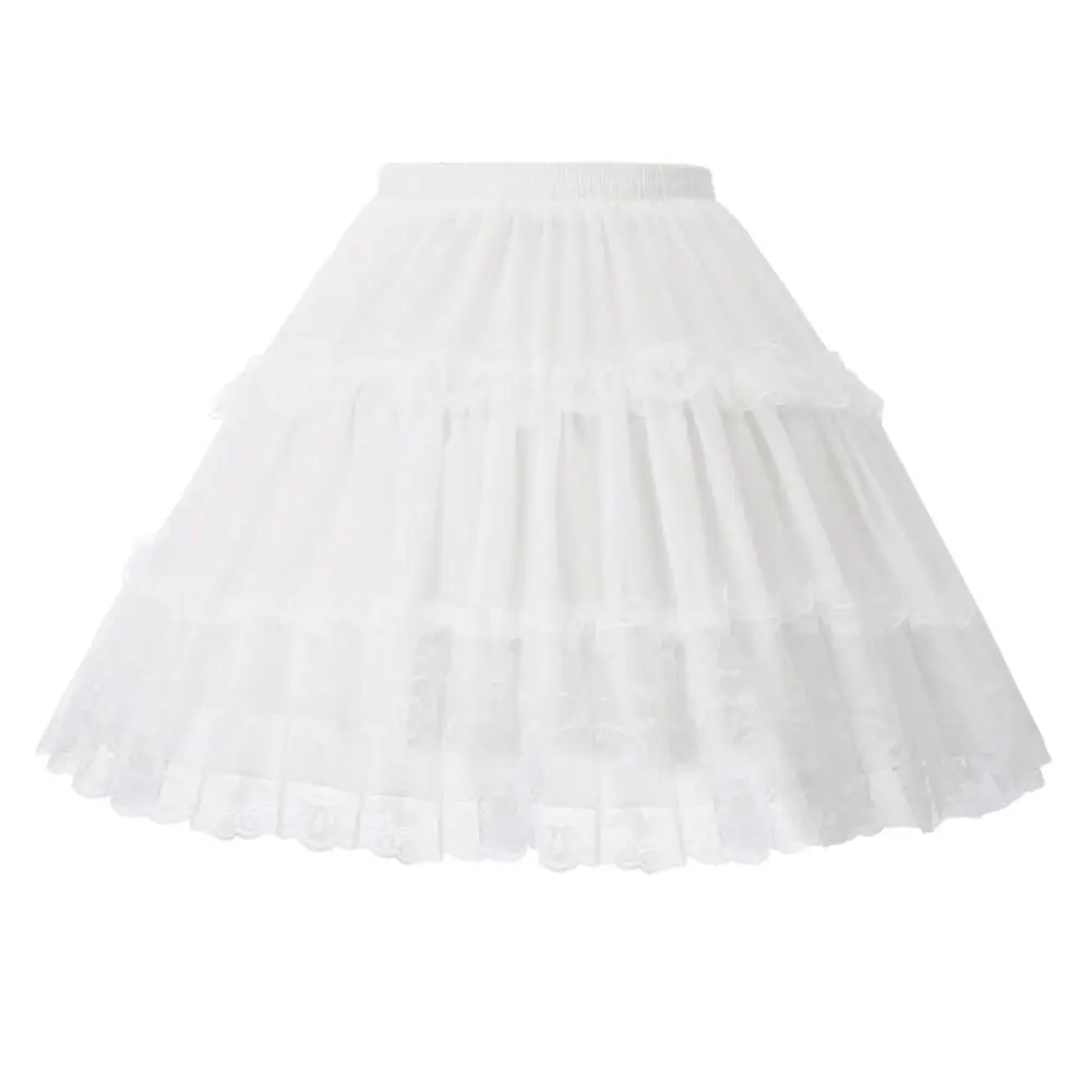 

Women's Lolita Skirts Crinoline Petticoat Evening Party Underskirt Vintage Elastic Waist 2-Loop Ruffles Swing Black Gothic Skirt