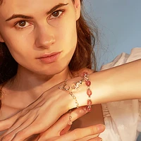 strawberry crystal bracelet dreamland unicorn pink crystal natural women bracelets on hand chain female bangles jewelry
