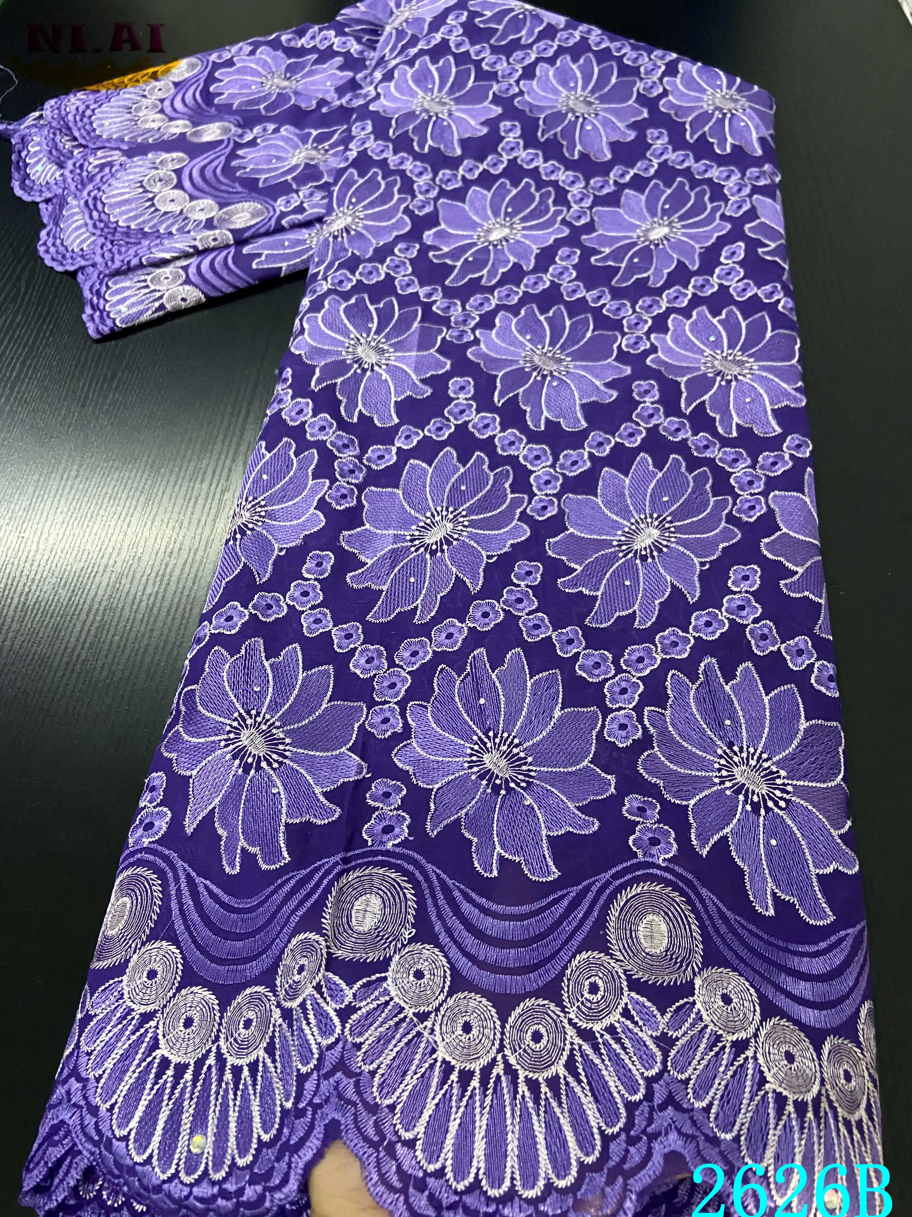 Новейшая африканская хлопчатобумажная кружевная ткань NIAI 2020 с отверстиями