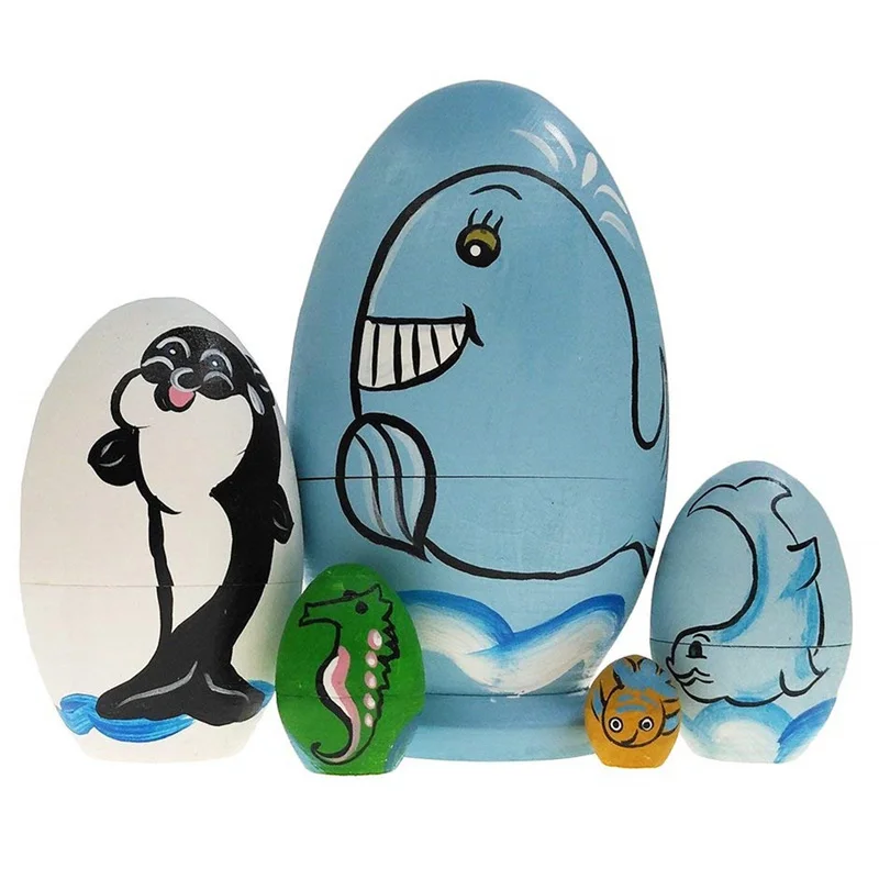 Дельфин Симпатичные деревянные животные краска гнездовые куклы бабушка русская