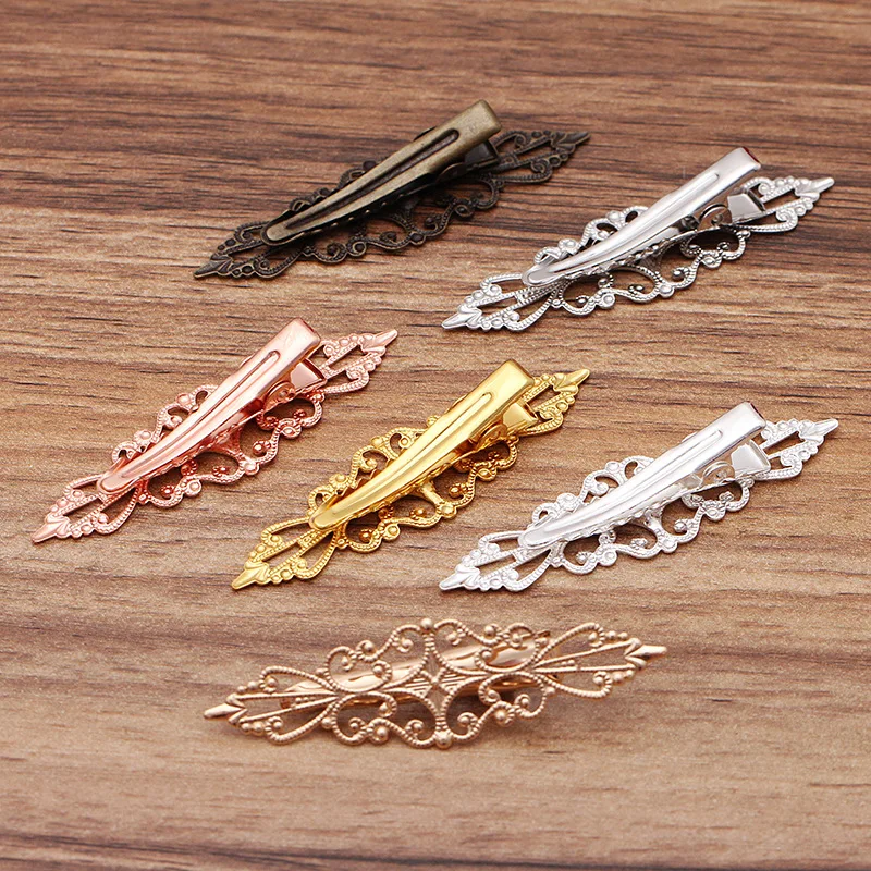 5 шт. заколки КРОКОДИЛЬЧИКИ для волос 15 х57 мм|filigree flower|flower filigreemetal bobby pins |