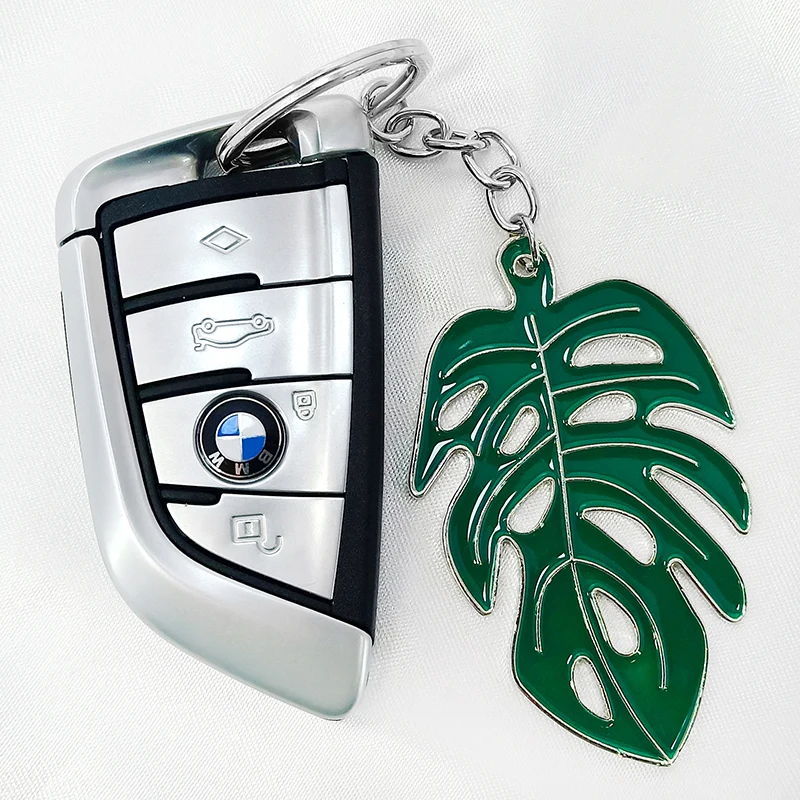 

DIY Alloy Hollow Turtle Leaf Keychain Pendant Nordic Green Fresh Drop Oil Leaf Bag Accessories lady