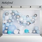 Mehofond фон для фотосъемки с изображением многоярусная юбка для дня рождения вечерние Серебристые синие воздушные шары для мальчиков Дети фон для студийной фотосъемки