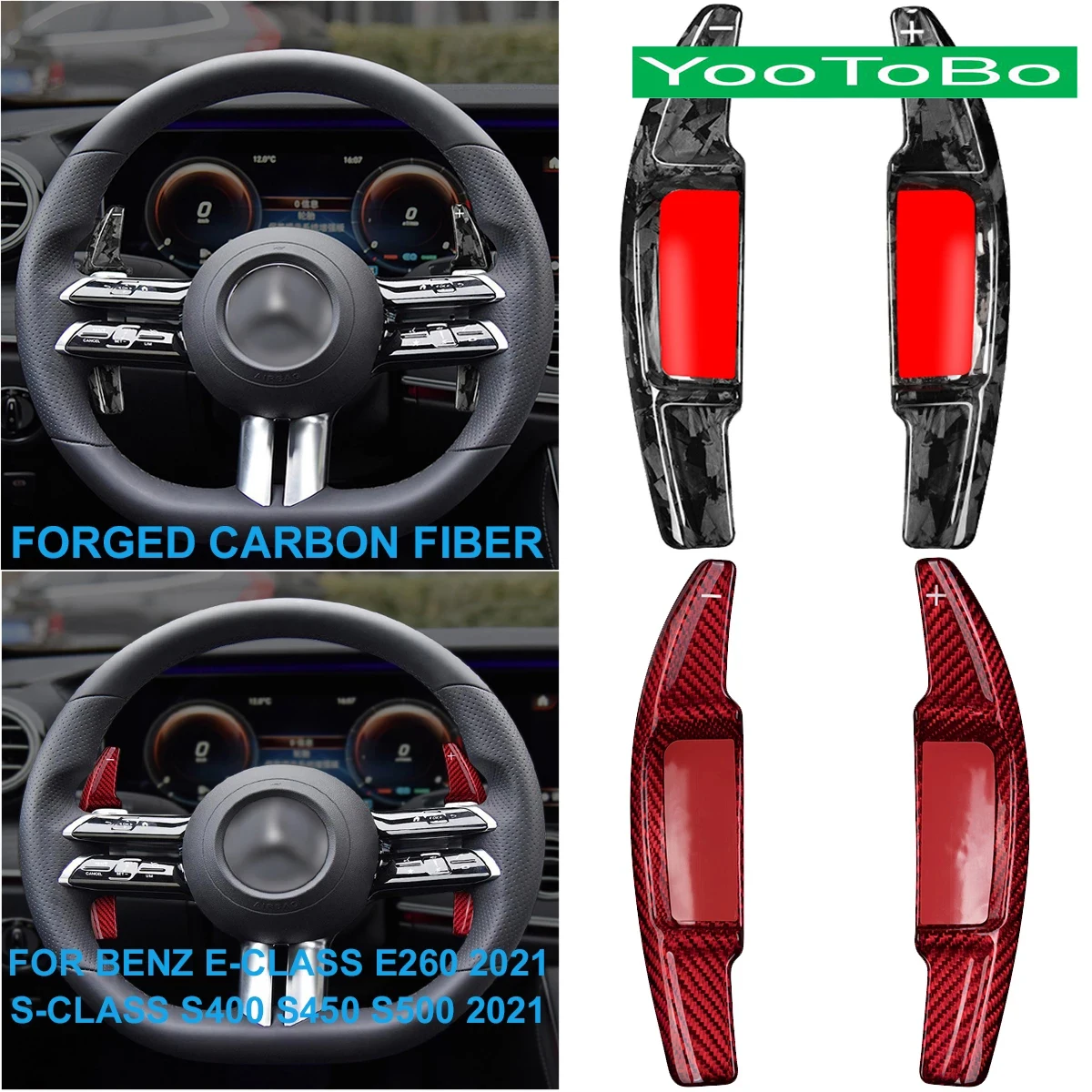 

Car Style Real Forged Carbon Fiber Steering Wheel Shifter Paddle Extension For Mercedes BENZ E S-Class E260 S400 S450 S500 2021