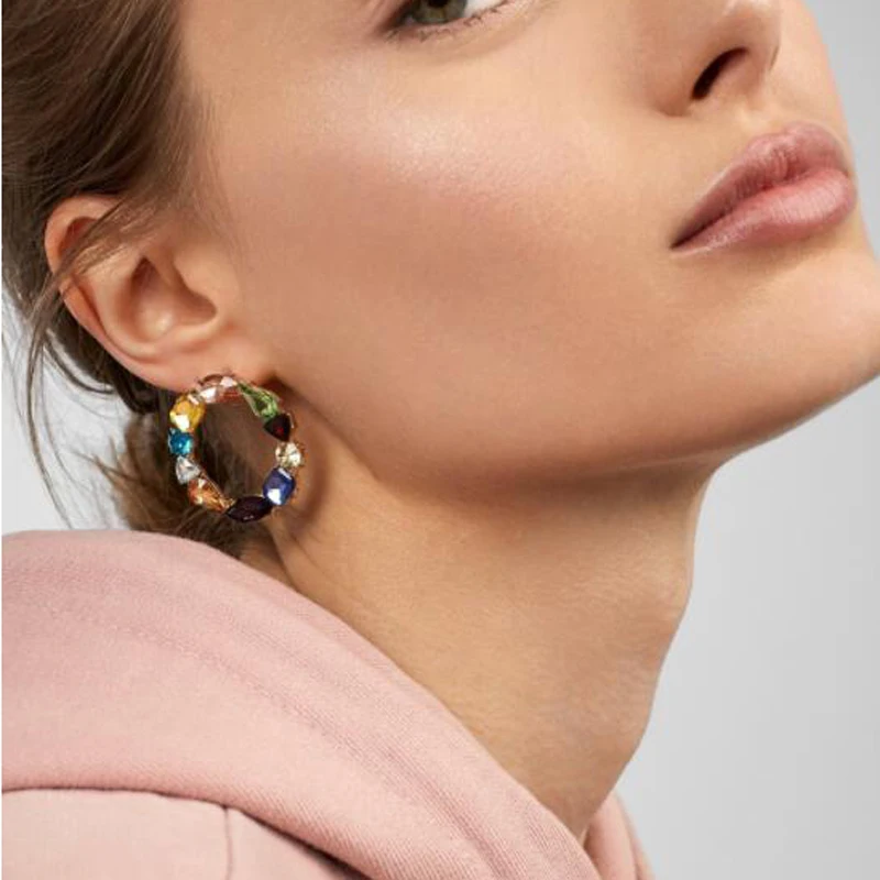 2019 Новые Хрустальные стеклянные серьги кольца цветок для женщин модные