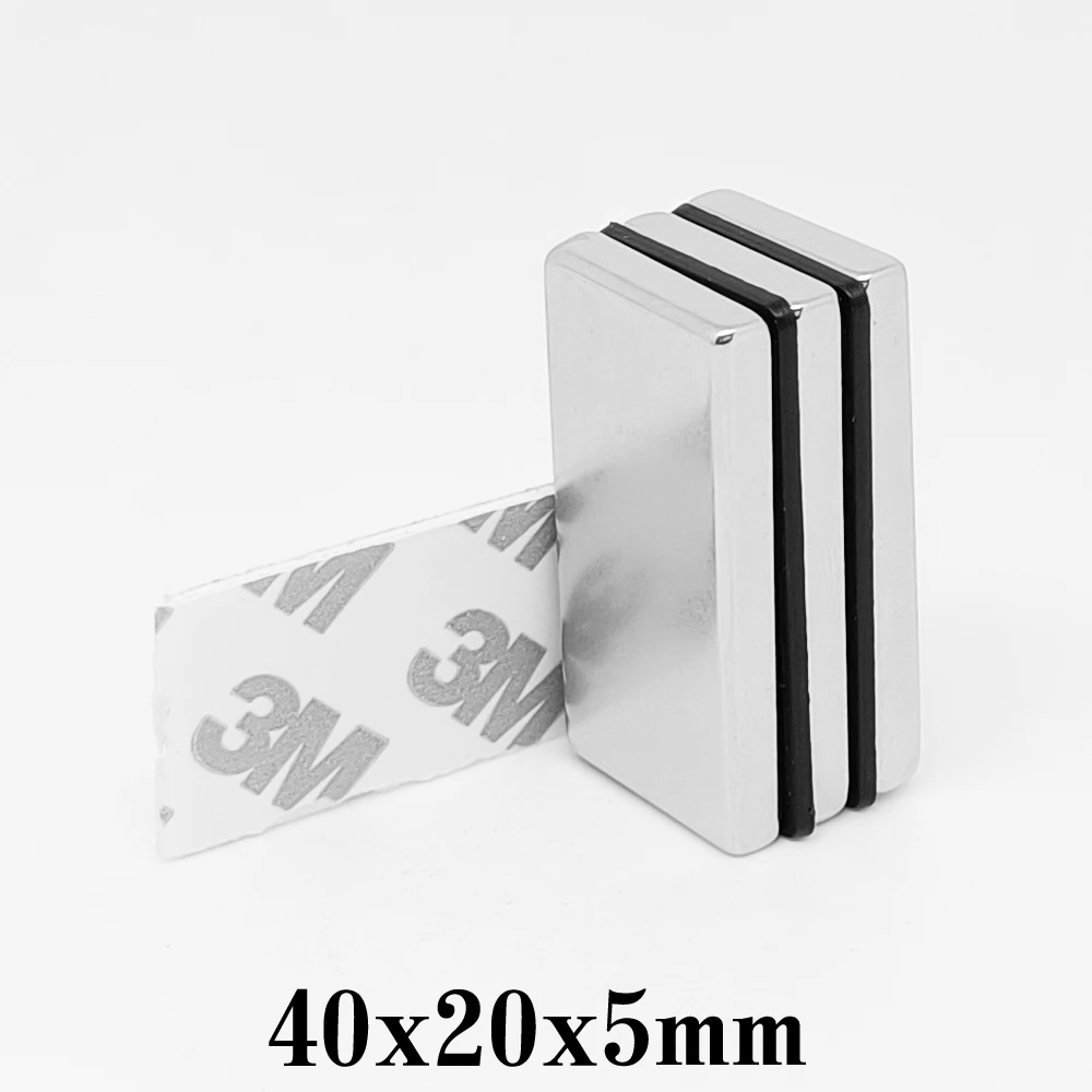 

1/2/5/10/15PCS 40x20x5mm Sheet Rare Earth Neodymium Magnet With 3M Self - Adhesive 40*20*5 Block Strong Powerful Magnets 40x20x5