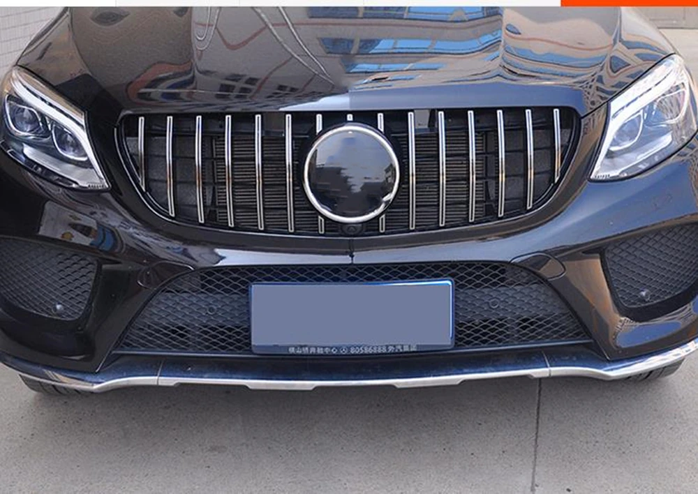 

Grill For Mercedes Benz GLE Class W166 GLE350 GLE400 2015-2019 Coupe SUV GT R Silver Replacement Car Front Bumper Hood Grille